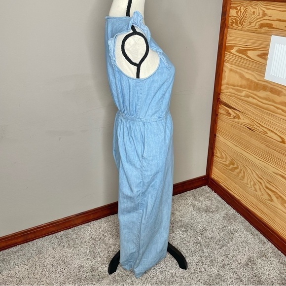 Old Navy Blue Chambray V-Neck Surplice Ruffle Sleeve Jumpsuit Extra Small - Picture 3 of 13